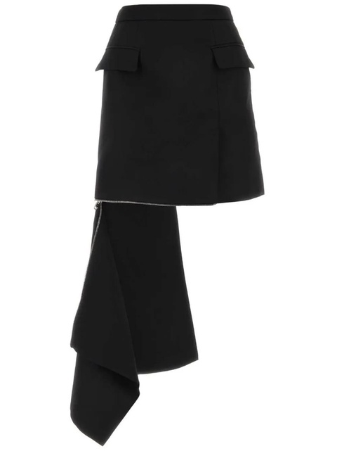 Alexander McQueen asymmetric zip-slash miniskirt - Black - zdjęcie produktu nr 1