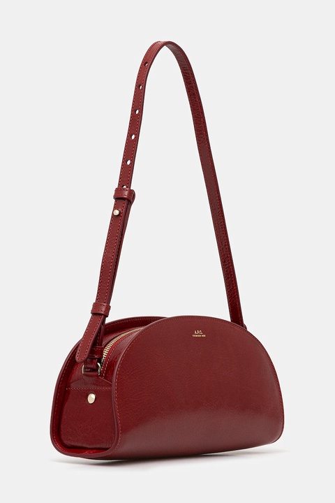 A.P.C. torebka skórzana sac demi-lune shoulder kolor czerwony PXCCK.F61997 - zdjęcie produktu nr 2