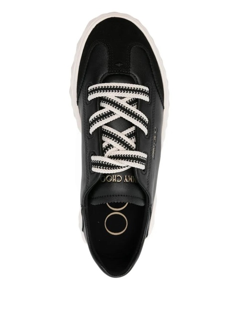 Jimmy Choo Diamond Light Flex leather lace-up sneakers - Black - zdjęcie produktu nr 2