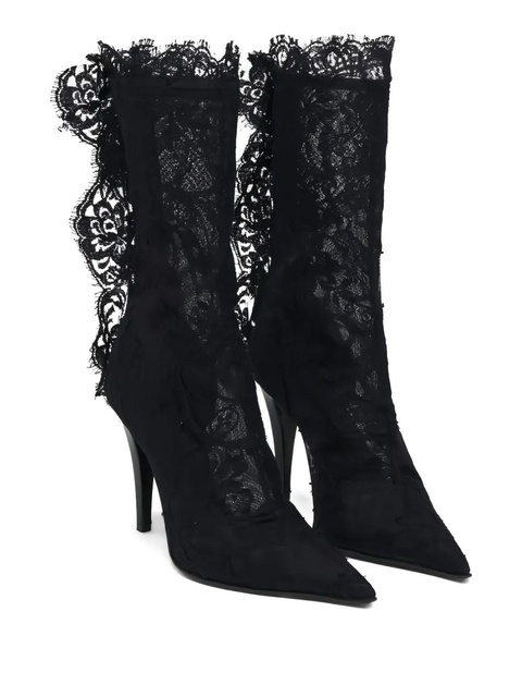 Alexander McQueen 105mm lace-trimmed stiletto boots - Black - zdjęcie produktu nr 2