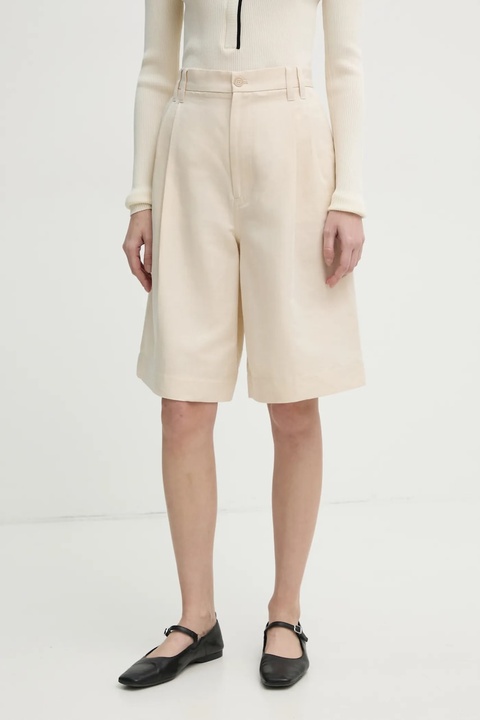 Filippa K szorty lniane damskie kolor beżowy gładkie high waist 31114 - zdjęcie produktu nr 1