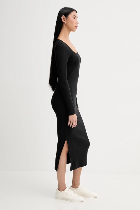 Tommy Jeans sukienka kolor czarny midi prosta DW0DW21915 - zdjęcie produktu nr 2