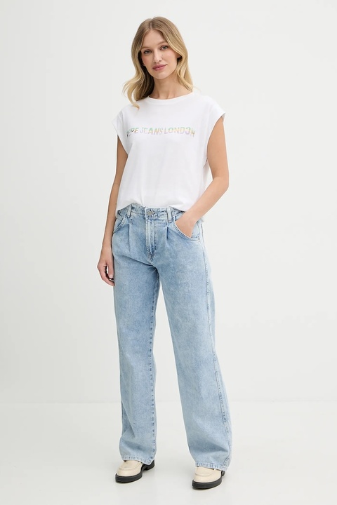 Pepe Jeans t-shirt bawełniany damski kolor biały PL506121 - zdjęcie produktu nr 2