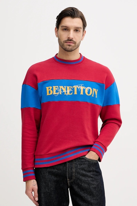 United Colors of Benetton bluza bawełniana x Stranger Things kolor bordowy z nadrukiem 342ZU10BA - zdjęcie produktu nr 1