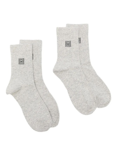 TOTEME monogram-embroidered socks (pack of two) - Grey - zdjęcie produktu nr 1
