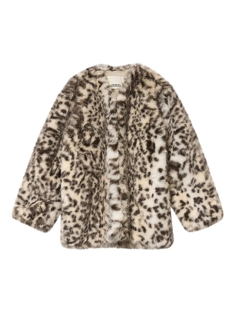 ISABEL MARANT Aglae animal-print coat - Neutrals - zdjęcie produktu nr 1