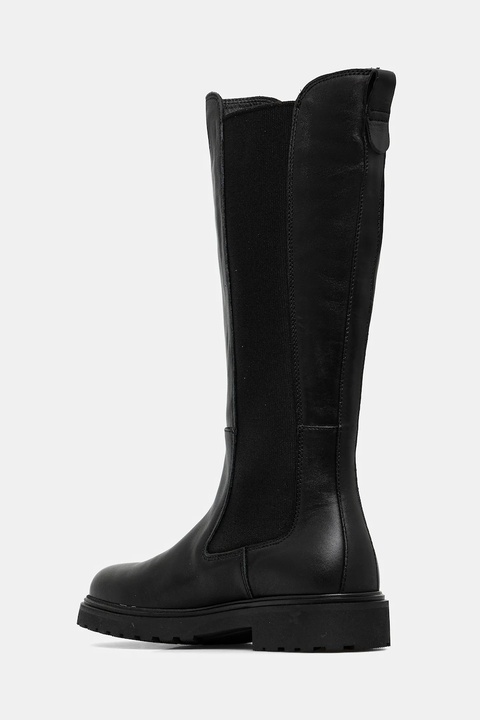 Tommy Hilfiger kozaki skórzane TH LTHR CLEATED LONG BOOT damskie kolor czarny na płaskim obcasie FW0FW08985 - zdjęcie produktu nr 2