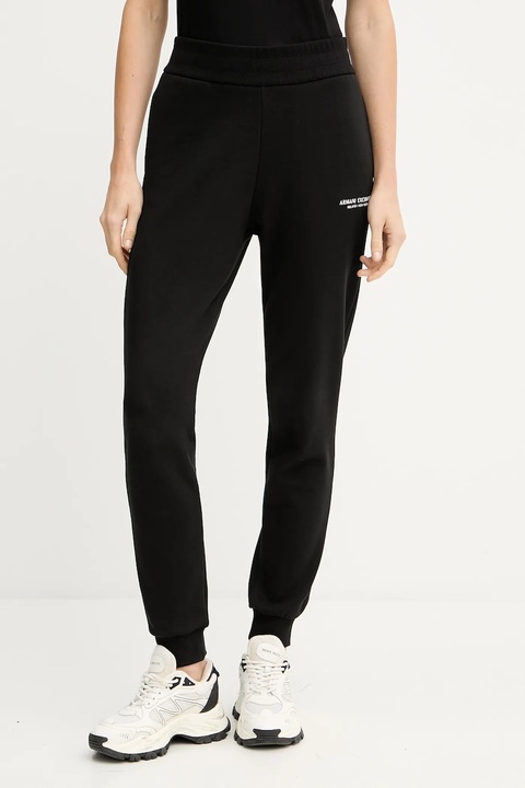 Armani Exchange spodnie dresowe bawełniane damskie kolor czarny gładkie XW001454 AF10830 - zdjęcie produktu nr 1
