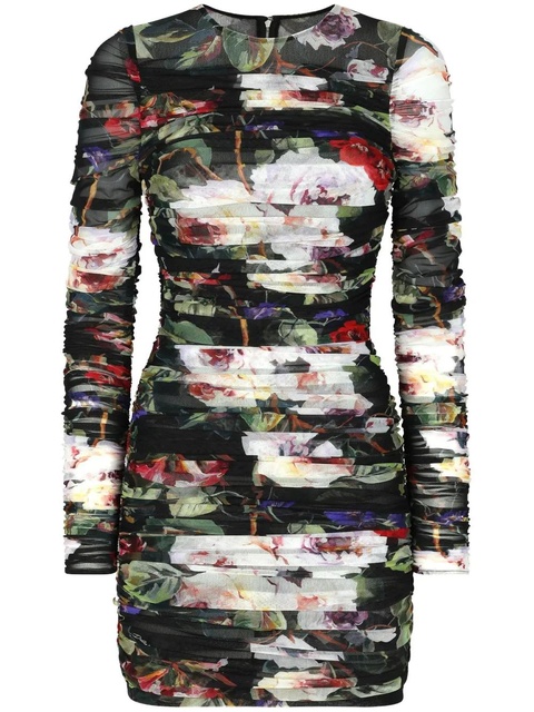 Dolce & Gabbana floral-print short dress - Neutrals - zdjęcie produktu nr 1