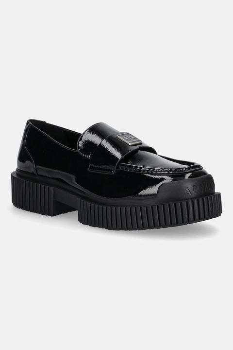 Armani Exchange mokasyny damskie kolor czarny na płaskim obcasie XW001672 AF17478 UC001 - zdjęcie produktu nr 1