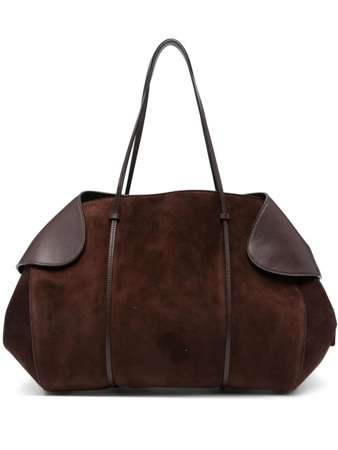 NEOUS leather-trimmed suede shoulder bag - Brown - zdjęcie produktu nr 1
