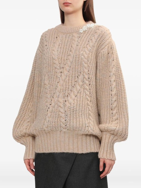 Simone Rocha pearl-embellished cable-knit sweater - ROSE/PEARL ROSE/PEARL - zdjęcie produktu nr 2
