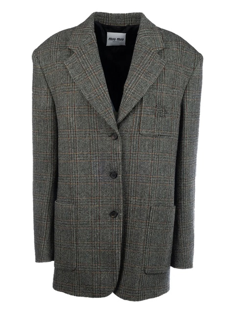 Miu Miu herringbone-pattern jacket - Grey - zdjęcie produktu nr 2