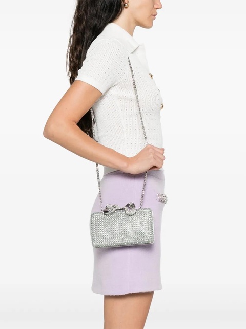 Self-Portrait crystal-embellished clutch bag - Green - zdjęcie produktu nr 2