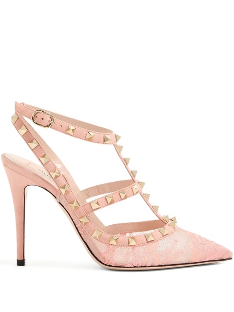 Valentino Garavani 100mm Rockstud lace stud pumps - Pink - zdjęcie produktu nr 1