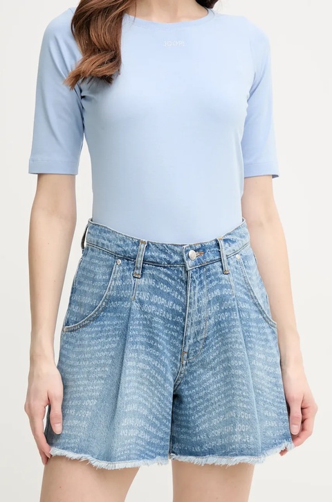 Joop! szorty jeansowe damskie kolor niebieski wzorzyste high waist 30046453 - zdjęcie produktu nr 1