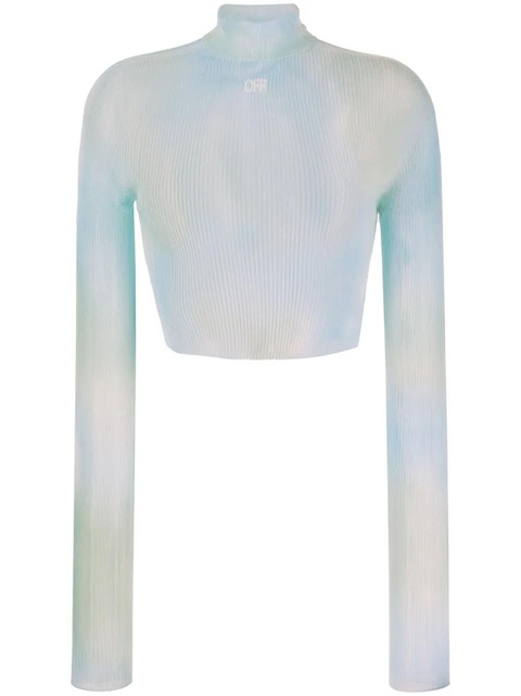 Off-White logo-print tie-dye crop top - Blue - zdjęcie produktu nr 1