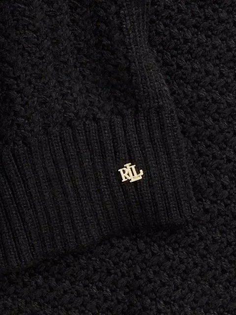 Lauren Ralph Lauren textured logo-detail scarf and beanie hat - Black - zdjęcie produktu nr 1