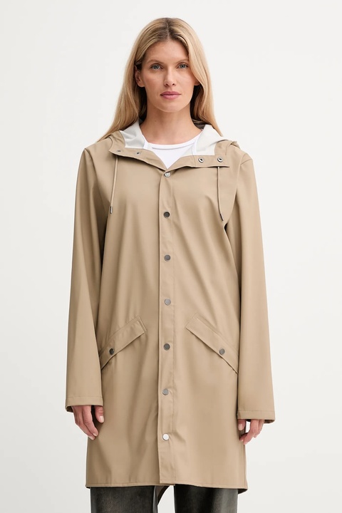 Rains kurtka 12020 Long Jacket kolor beżowy przejściowa 12020 - zdjęcie produktu nr 1