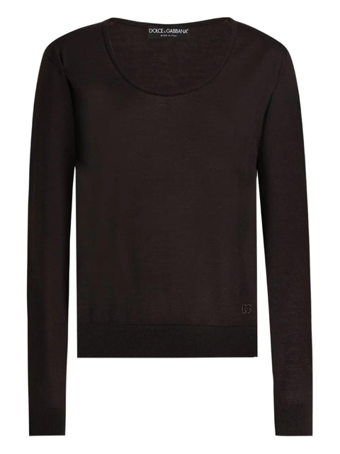 Dolce & Gabbana scoop-neck long-sleeve top - Brown - zdjęcie produktu nr 1