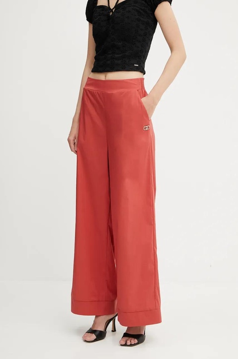 Liu Jo spodnie damskie kolor czerwony szerokie high waist VA5065.TS330 - zdjęcie produktu nr 1