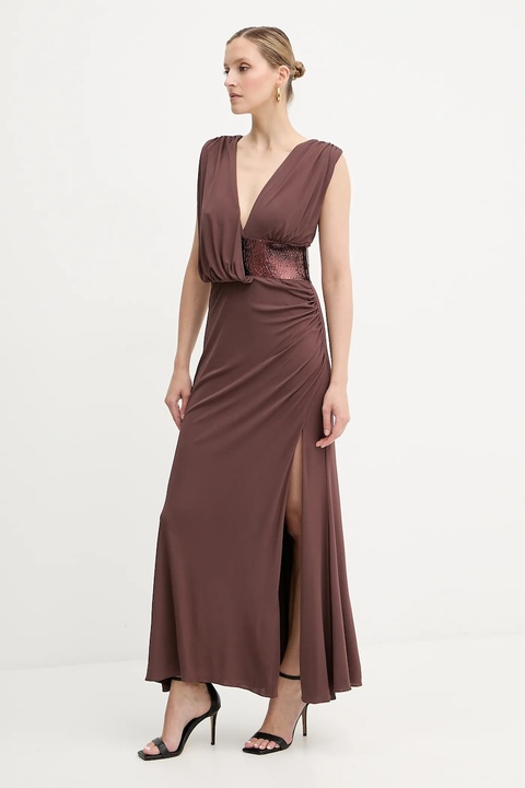 Herve Leger sukienka Lucille kolor brązowy maxi prosta SEJ8524861 - zdjęcie produktu nr 1