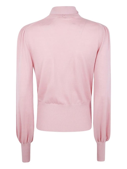 ZIMMERMANN Pussybow tie-neck puff-sleeve sweater - Pink - zdjęcie produktu nr 2