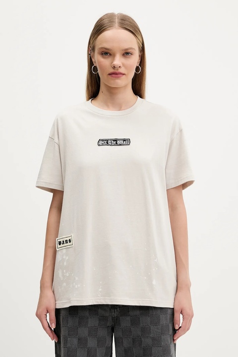 Vans t-shirt bawełniany damski kolor beżowy VN000PRKEN91 - zdjęcie produktu nr 1