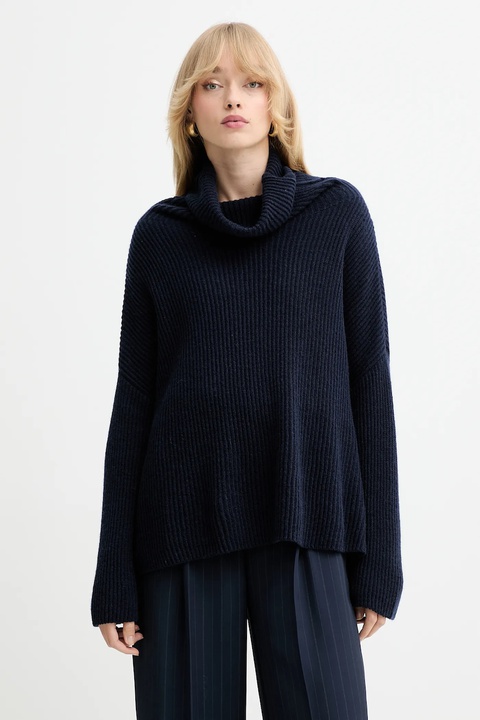 MAX&Co. sweter kaszmirowy damski kolor granatowy lekki z golfem 2528366044200 - zdjęcie produktu nr 1