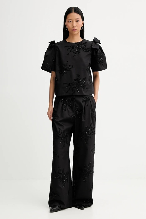 MUNTHE spodnie STORMY damskie kolor czarny szerokie high waist 254144025401 - zdjęcie produktu nr 2