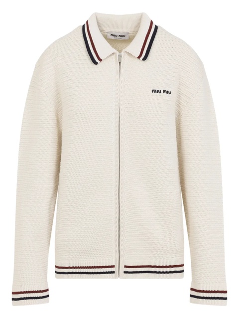 Miu Miu zip-up knitted cardigan - Neutrals - zdjęcie produktu nr 1