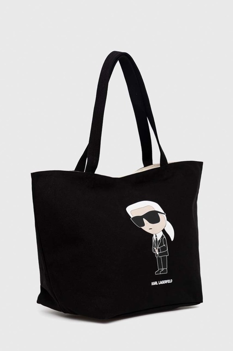Karl Lagerfeld torebka bawełniana kolor czarny - zdjęcie produktu nr 2