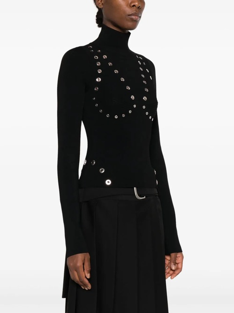 Off-White eyelet-embellished knitted top - Black - zdjęcie produktu nr 2