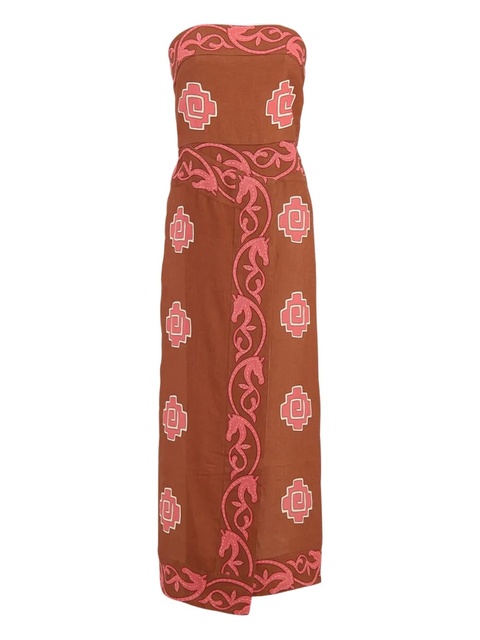 Johanna Ortiz strapless linen dress - Red - zdjęcie produktu nr 1