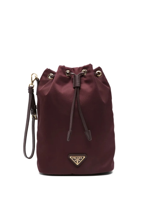 Prada drawstring leather-trimmed bucket bag - Red - zdjęcie produktu nr 1