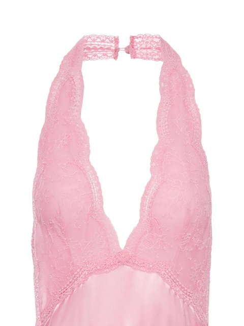 Gucci lace-panel satin halterneck dress - Pink - zdjęcie produktu nr 2