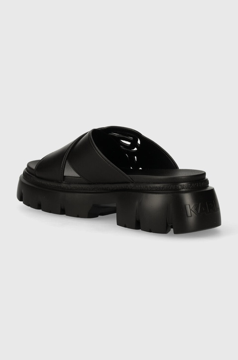 Karl Lagerfeld klapki skórzane SUN TREKKA NFT damskie kolor czarny na platformie KL83504 - zdjęcie produktu nr 1