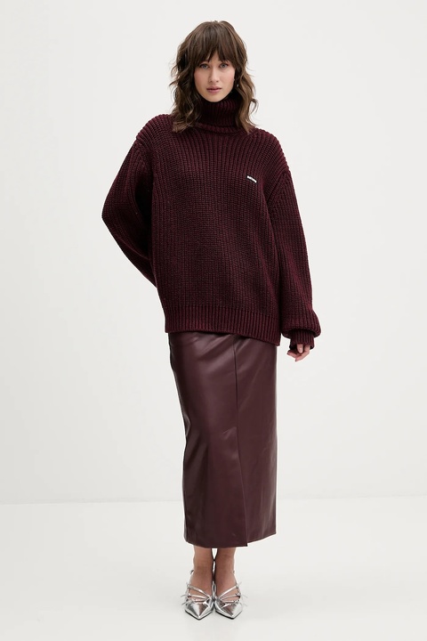 Rotate sweter z dodatkiem wełny damski kolor bordowy ciepły z golfem 1147342734 - zdjęcie produktu nr 2