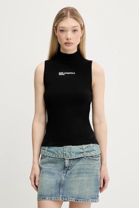 Karl Lagerfeld Jeans top kolor czarny z półgolfem A3W18013 - zdjęcie produktu nr 1