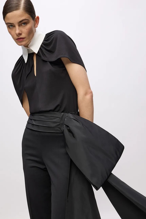Karl Lagerfeld spodnie Karl Lagerfeld Studio damskie kolor czarny szerokie high waist A4W10131 - zdjęcie produktu nr 2