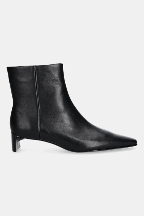 Calvin Klein botki skórzane SET BACK KITTEN HEEL ANKLE BOOT kolor czarny na słupku HW0HW02811 - zdjęcie produktu nr 2