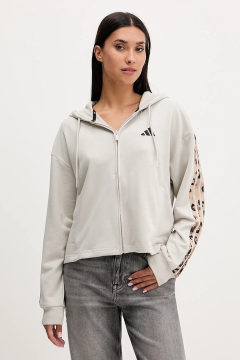 adidas bluza Animal damska kolor beżowy z kapturem z aplikacją JM1860 - zdjęcie produktu nr 1