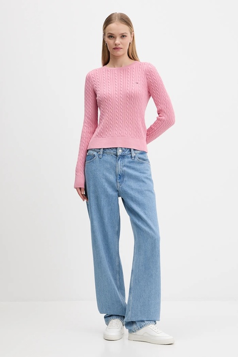 Tommy Jeans sweter bawełniany damski kolor różowy lekki DW0DW22165 - zdjęcie produktu nr 2