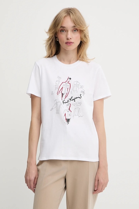 Karl Lagerfeld t-shirt bawełniany damski kolor biały A3W17099 - zdjęcie produktu nr 1