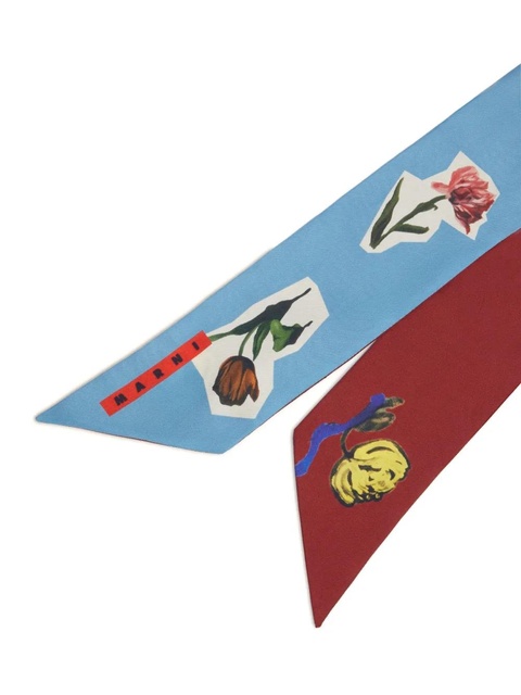 Marni floral-print silk scarf - Blue - zdjęcie produktu nr 2