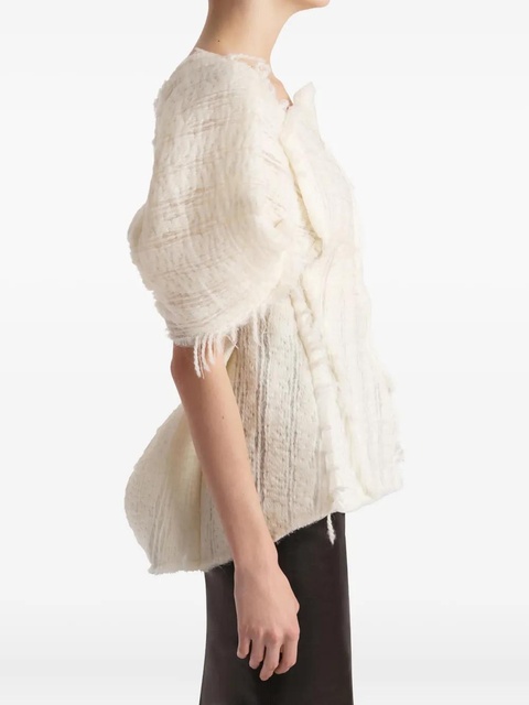 KHAITE Quan frayed-sleeve top - Neutrals - zdjęcie produktu nr 2