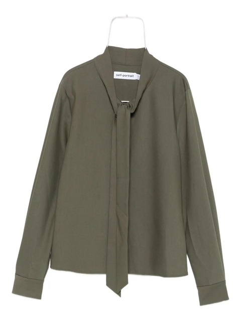 Self-Portrait bow-neck long-sleeve blouse - Green - zdjęcie produktu nr 1