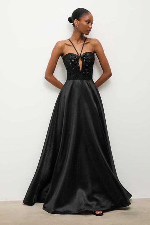 Answear.LAB sukienka kolor czarny maxi rozkloszowana - zdjęcie produktu nr 1