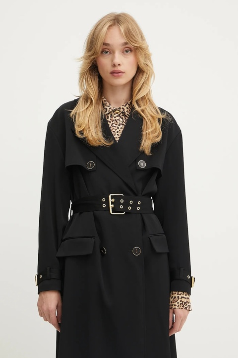 Marciano Guess trencz z domieszką wełny NINA damski kolor czarny przejściowy dwurzędowy 5YGL03 7340A - zdjęcie produktu nr 2