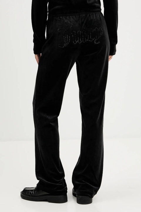 Juicy Couture spodnie dresowe welurowe damskie kolor czarny z aplikacją JCWBJ225307 - zdjęcie produktu nr 1
